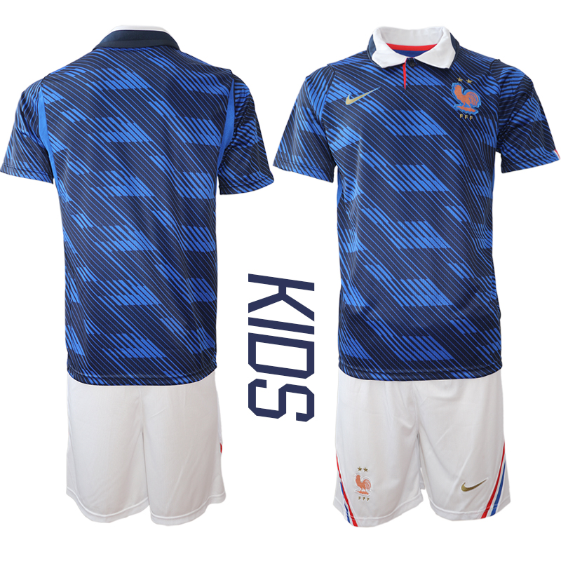 Youth France 2026 World Cup soccer jersey away blue blank